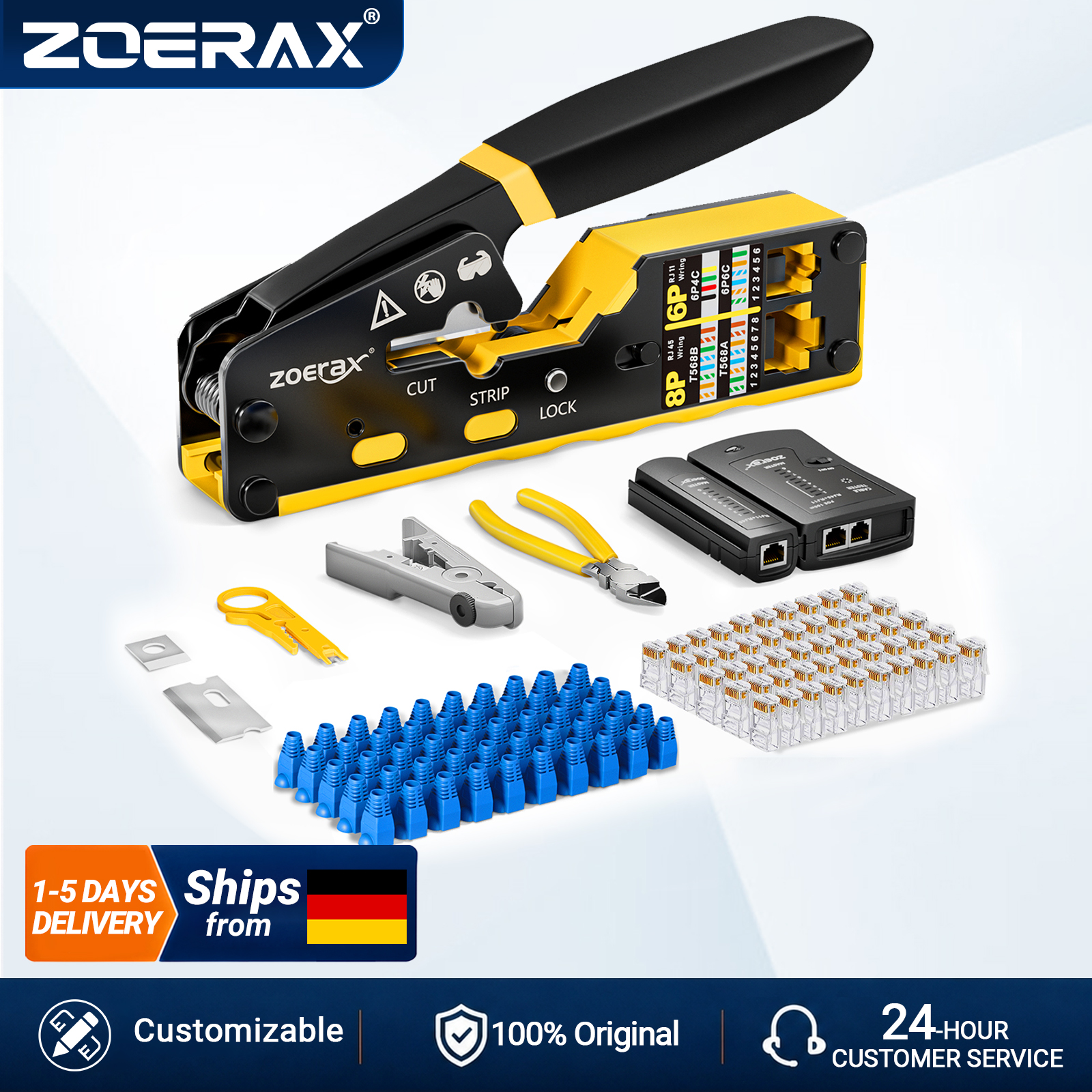 Wire Stripper Cutter - ZoeRax RJ45 CAT6 CAT5E Crimp Tool