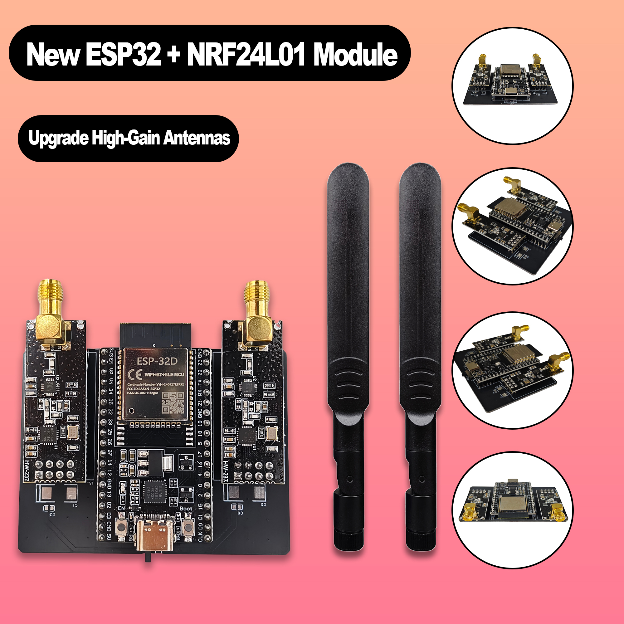 New ESP32 DevKitC + NRF24L01 P - Nrf24L01 Module Wireless ulasan dan harga